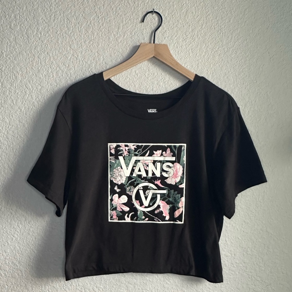🖤Vans Black Floral Graphic Crop Short Sleeve T-Shirt